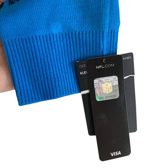 NWT NFL Carolina Panthers Blue Black Argyle Logo Ugly Christmas Sweater Size 2XL - Picture 8 of 16